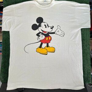 Vintage 80s Mickey Mouse T-Shirt White Disney Cartoon Single Stitch OSFA 3XL